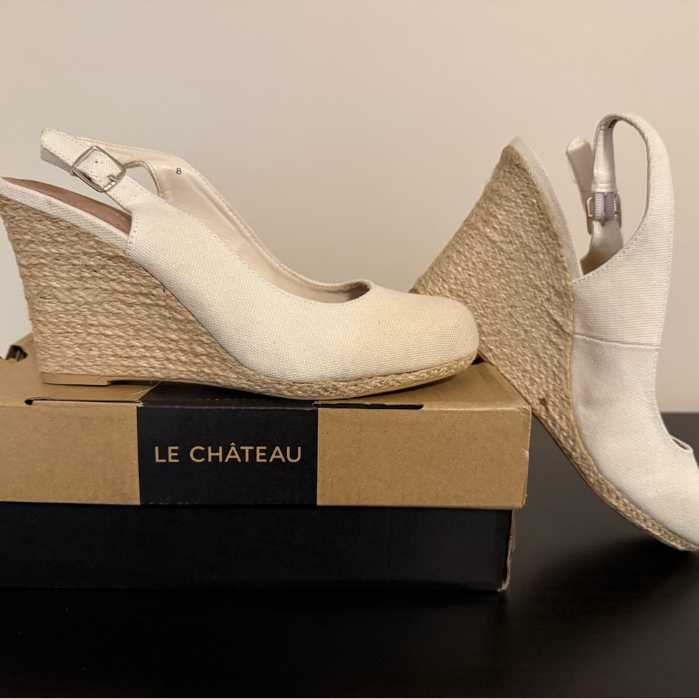 Le Chateau Women's Cream Wedge Shoes